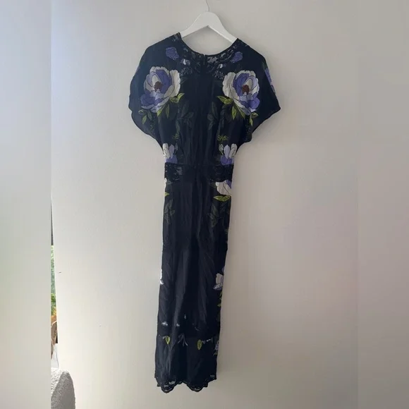 FARM RIO Soft Garden Black Lace Maxi Dress XS - Picture 5 of 7